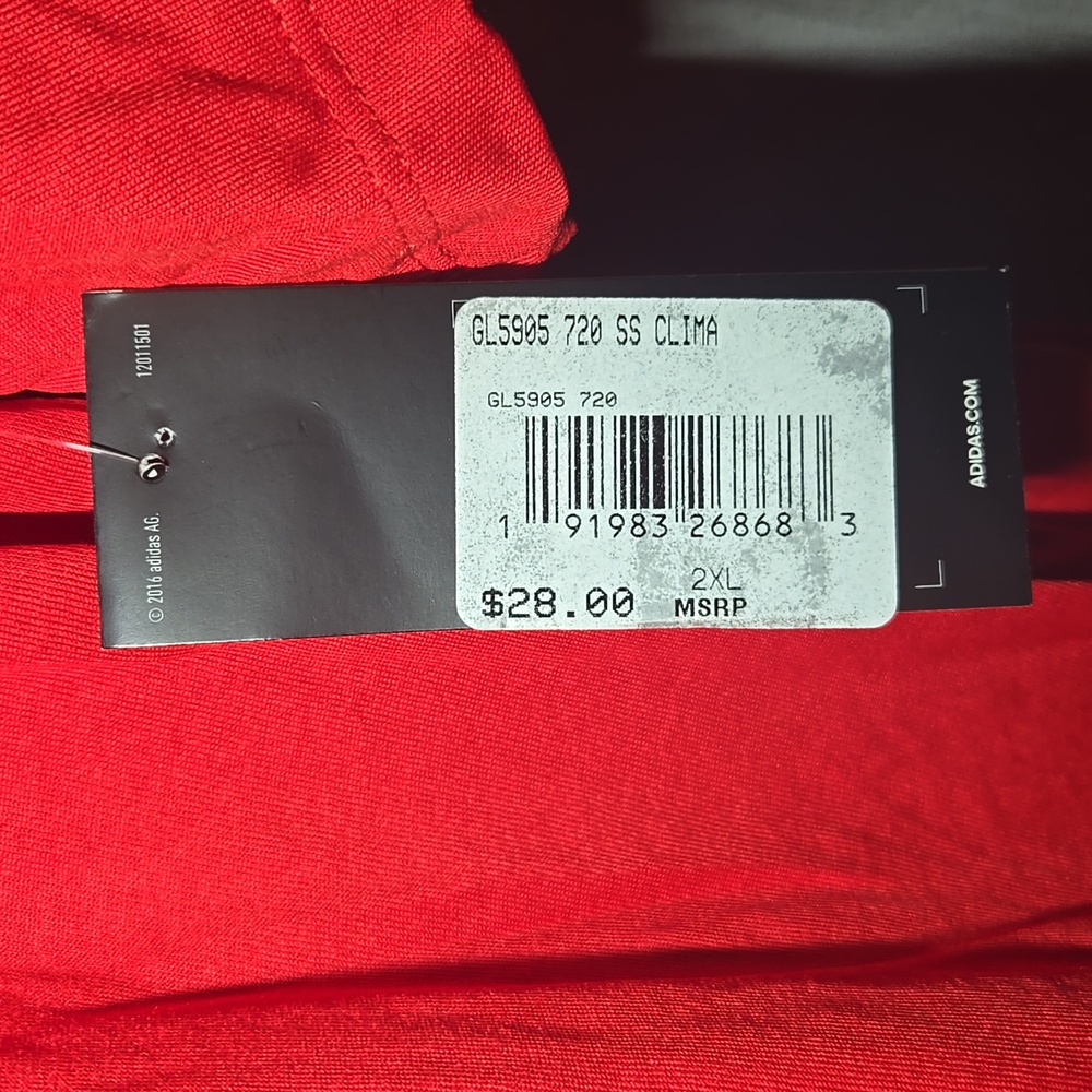 2XL Adidas Men's Bold Red Tee - Picture 5 of 6